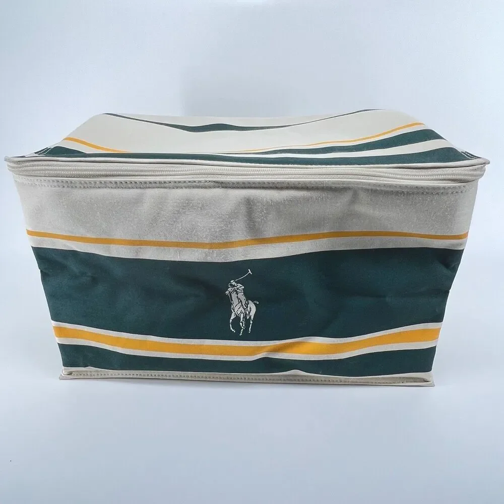 Vintage Polo Ralph Lauren Insulated Cooler Tote Bag Green Yellow Stripe